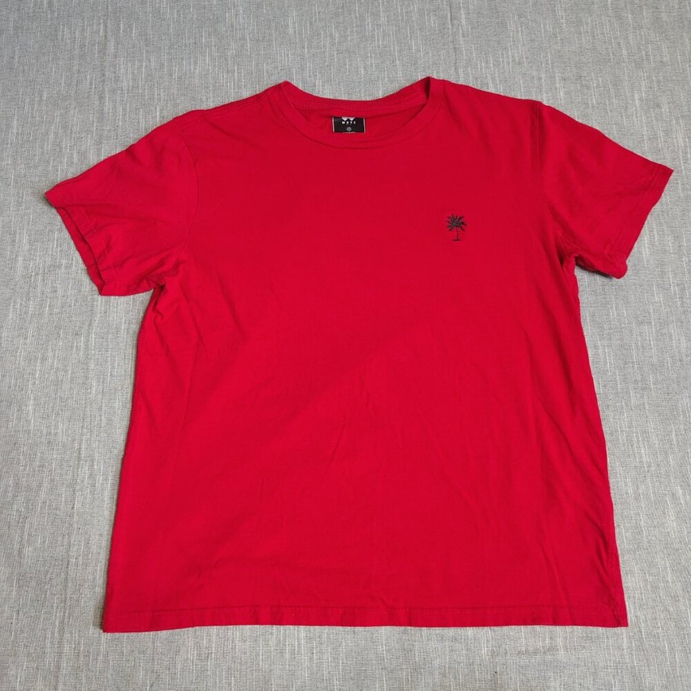 WXYZ T-Shirt Size Large Red 5050 Skull Embroidered Palm Tree‎ Short Sleeve Crew